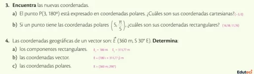 Conversión de coordenadas polares a cartesianas y vectores en coordenadas geográficas – Física 1 BGU (resuelto y explicado)