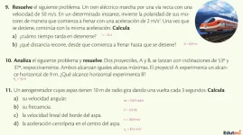 Ejercicios resueltos de cinemática y movimiento circular: frenado con aceleración, proyectiles y aerogenerador – Física 1 BGU