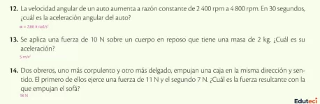 Aceleración angular, segunda ley de Newton y fuerza resultante: ejercicios resueltos sin fórmulas – Física 1 BGU