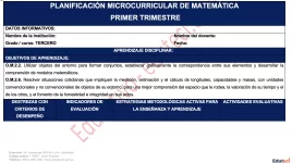 Planificación microcurricular de Matemática 3.º EGB – Primer trimestre