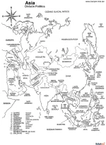Mapa político de Asia con nombres de países y capitales para imprimir