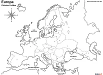 Mapa mudo de Europa con división política para completar e imprimir