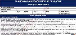 Planificación microcurricular de Lengua y Literatura 9 EGB – Segundo trimestre