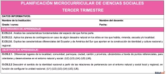 Planificación Ciencias Sociales 2do Grado EGB - 3er Trimestre (DUA) | Archivo Docente