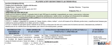 Planificación Historia 2do BGU - 1er Trimestre (DUA) | Archivo Docente