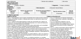 Planificación PCA y PUD Lengua y Literatura 5to EGB (DUA) | Recurso Docente