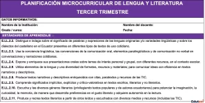 Planificación Lengua y Literatura 2do EGB - 3er Trimestre | Archivo Docente