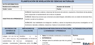 Planificación Ciencias Naturales 7mo EGB - Nivelación (DUA y ERCA) | Archivo Docente
