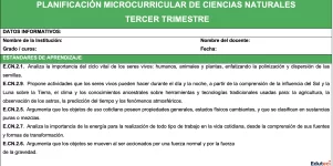 Planificación Ciencias Naturales 2do EGB - 3er Trimestre (DUA y NEE) | Archivo Docente