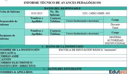 Modelo de Informe Técnico de Avances Pedagógicos (Adaptación NEE Grado 2) | Archivo Docente