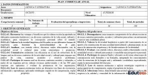 Planificación Curricular Anual (PCA) Lengua y Literatura 8vo EGB | Archivo Docente